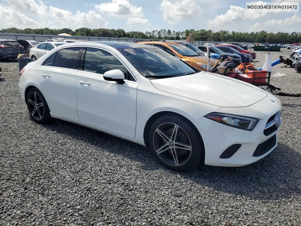 2019 Mercedes-Benz A 220 VIN: WDD3G4EB1KW010472 Lot: 54695926