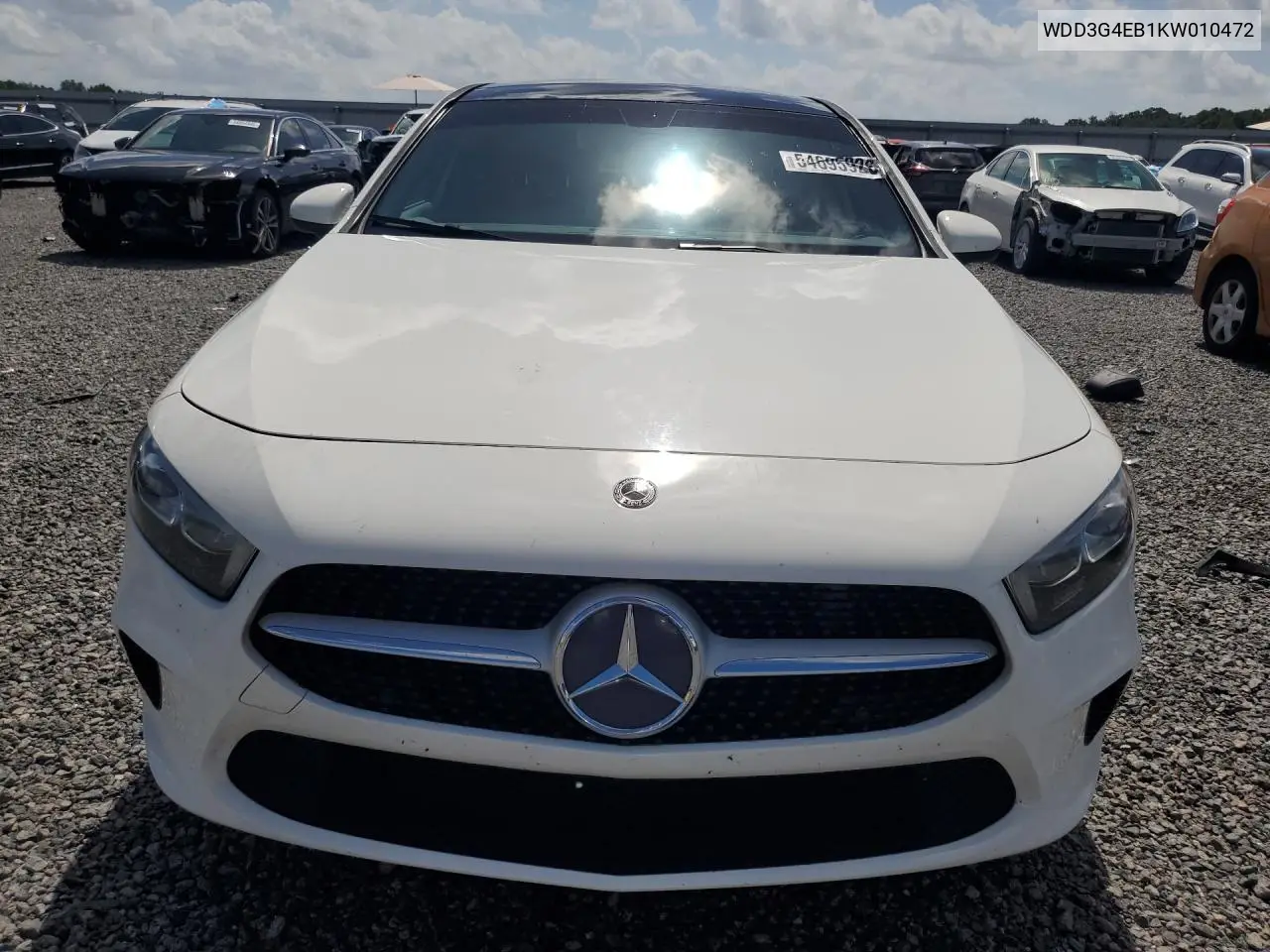 2019 Mercedes-Benz A 220 VIN: WDD3G4EB1KW010472 Lot: 54695926