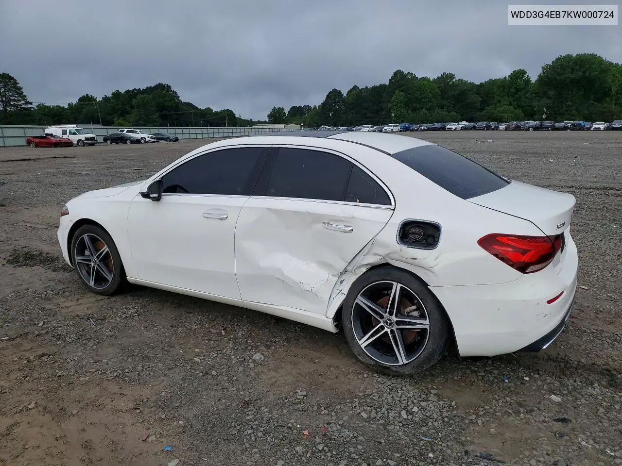 2019 Mercedes-Benz A 220 VIN: WDD3G4EB7KW000724 Lot: 55223846