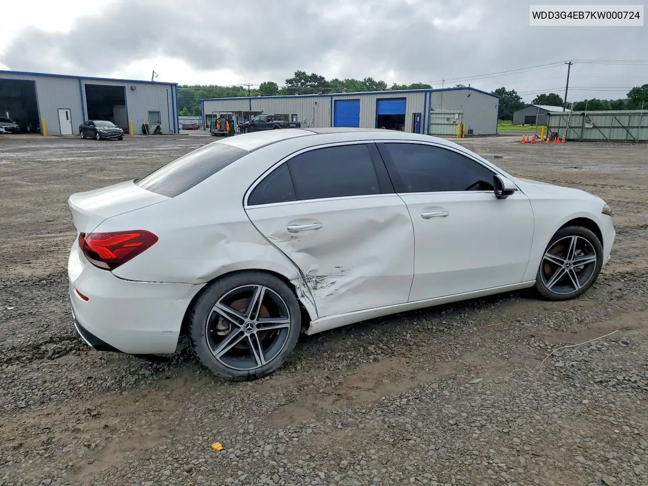 2019 Mercedes-Benz A 220 VIN: WDD3G4EB7KW000724 Lot: 55223846