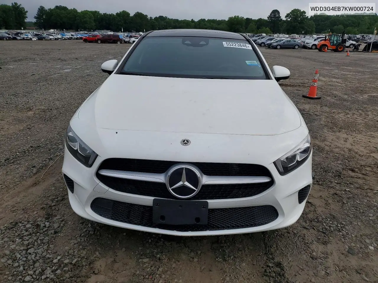 2019 Mercedes-Benz A 220 VIN: WDD3G4EB7KW000724 Lot: 55223846