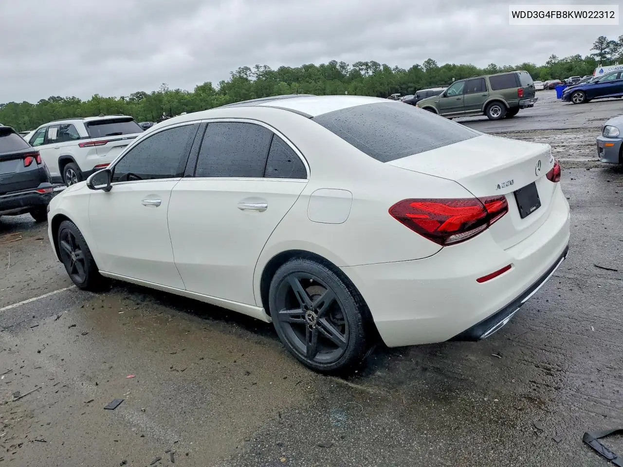 2019 Mercedes-Benz A 220 4Matic VIN: WDD3G4FB8KW022312 Lot: 58105936