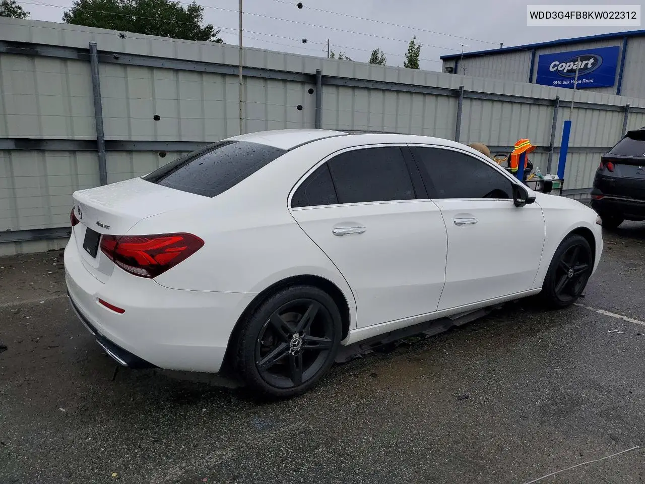 2019 Mercedes-Benz A 220 4Matic VIN: WDD3G4FB8KW022312 Lot: 58105936