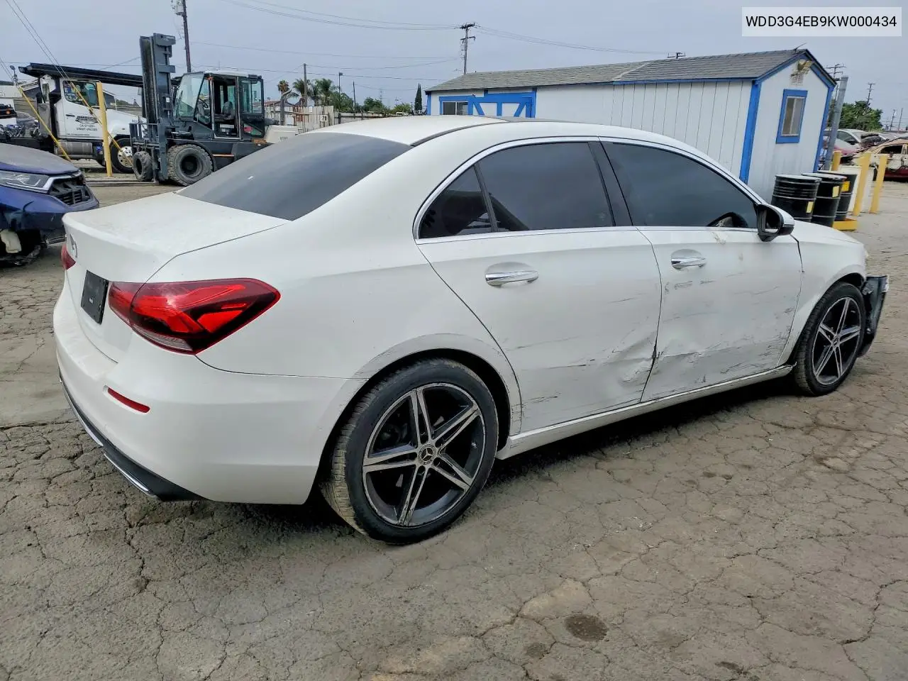 2019 Mercedes-Benz A 220 VIN: WDD3G4EB9KW000434 Lot: 59812846