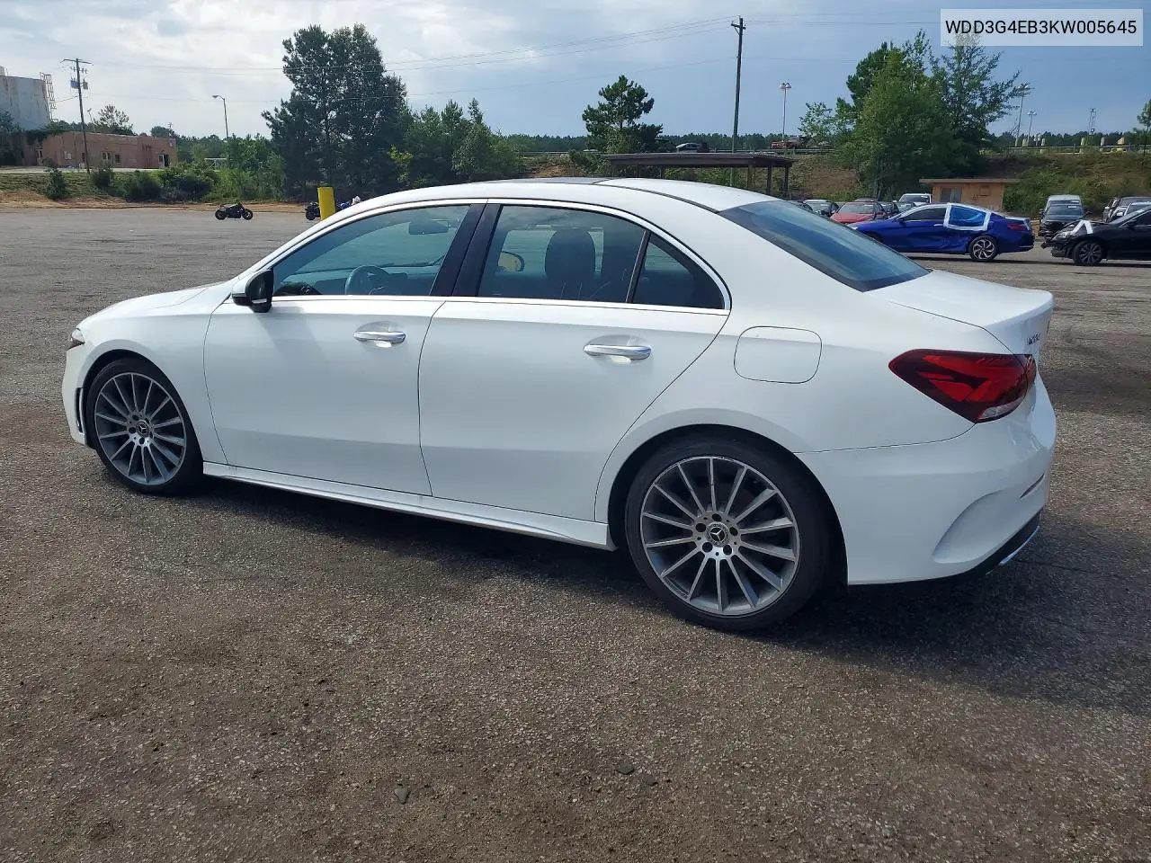 2019 Mercedes-Benz A 220 VIN: WDD3G4EB3KW005645 Lot: 59888586