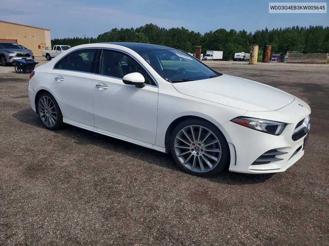 2019 Mercedes-Benz A 220 VIN: WDD3G4EB3KW005645 Lot: 59888586