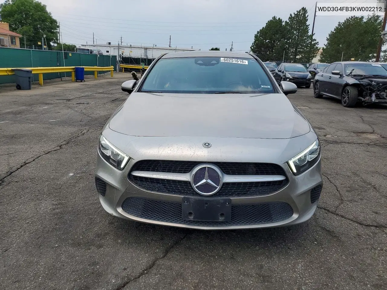2019 Mercedes-Benz A 220 4Matic VIN: WDD3G4FB3KW002212 Lot: 60251616