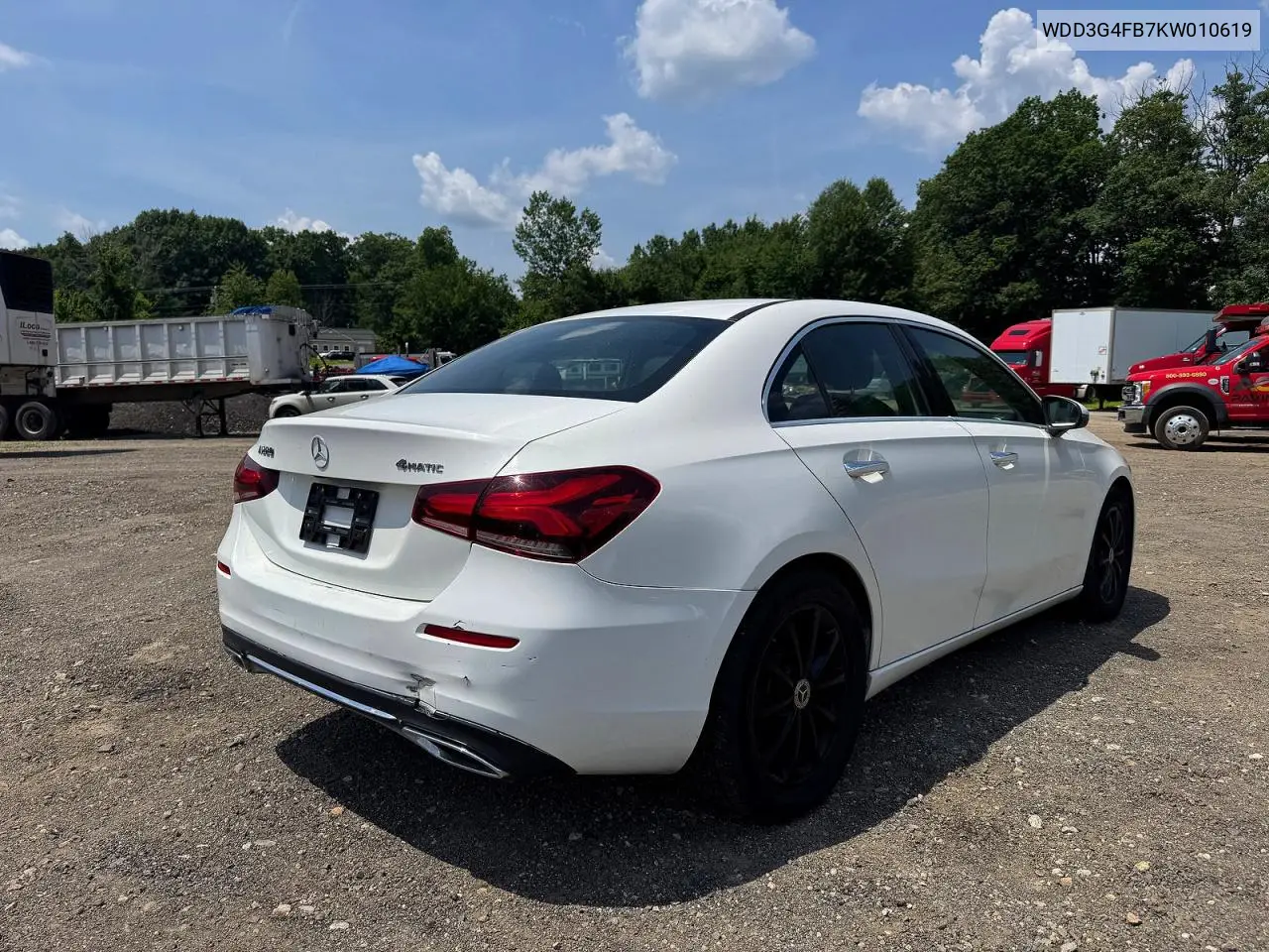 2019 Mercedes-Benz A 220 4Matic VIN: WDD3G4FB7KW010619 Lot: 60719246