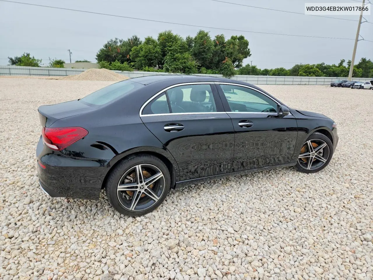 2019 Mercedes-Benz A 220 VIN: WDD3G4EB2KW017866 Lot: 61034186