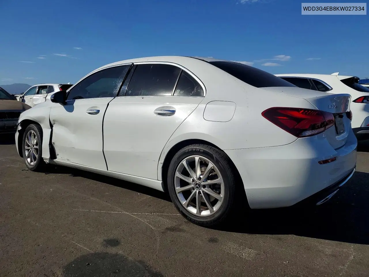 2019 Mercedes-Benz A 220 VIN: WDD3G4EB8KW027334 Lot: 61894436