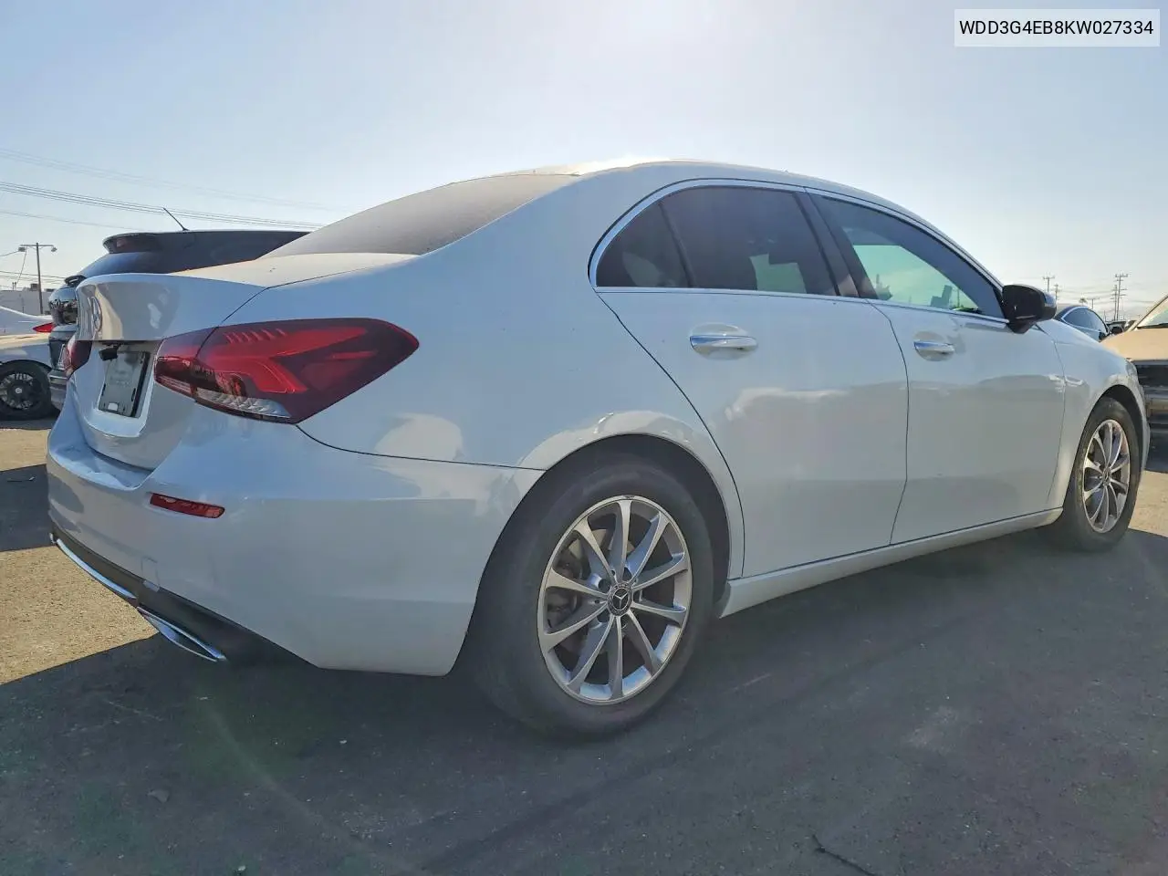 2019 Mercedes-Benz A 220 VIN: WDD3G4EB8KW027334 Lot: 61894436