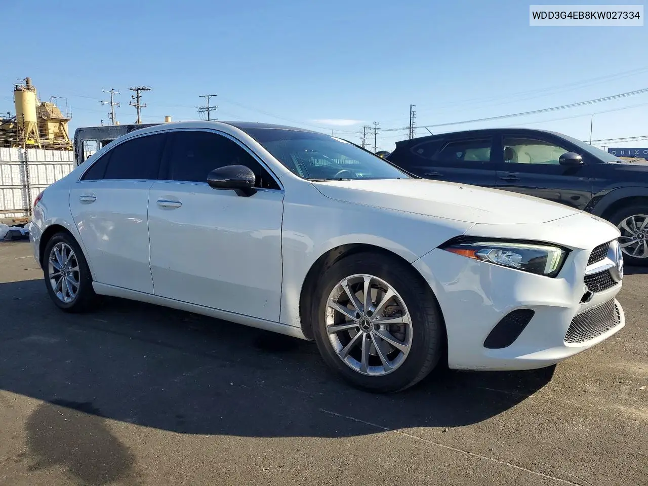 2019 Mercedes-Benz A 220 VIN: WDD3G4EB8KW027334 Lot: 61894436