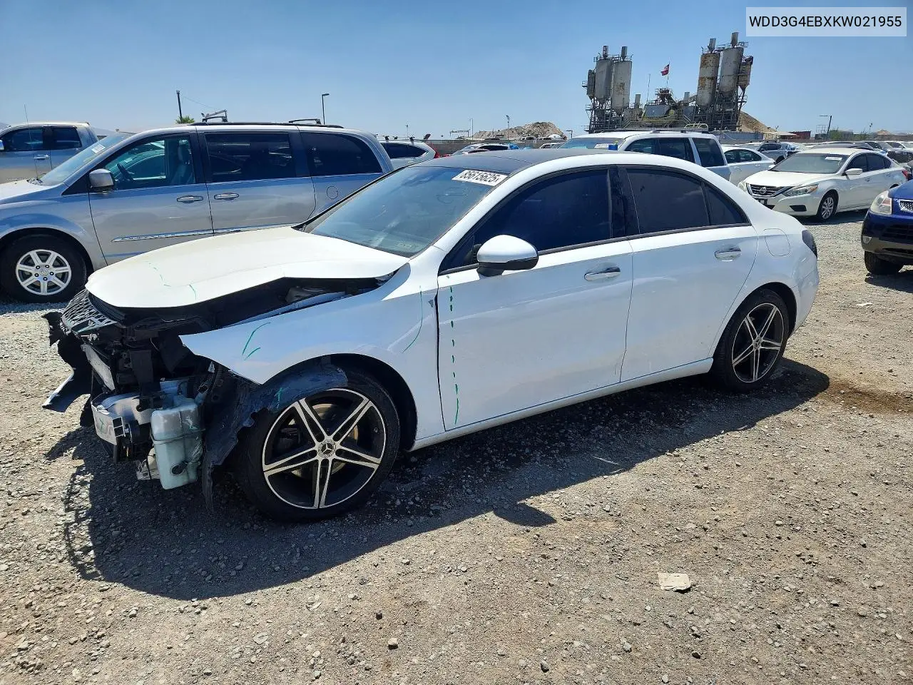 2019 Mercedes-Benz A 220 VIN: WDD3G4EBXKW021955 Lot: 85615625