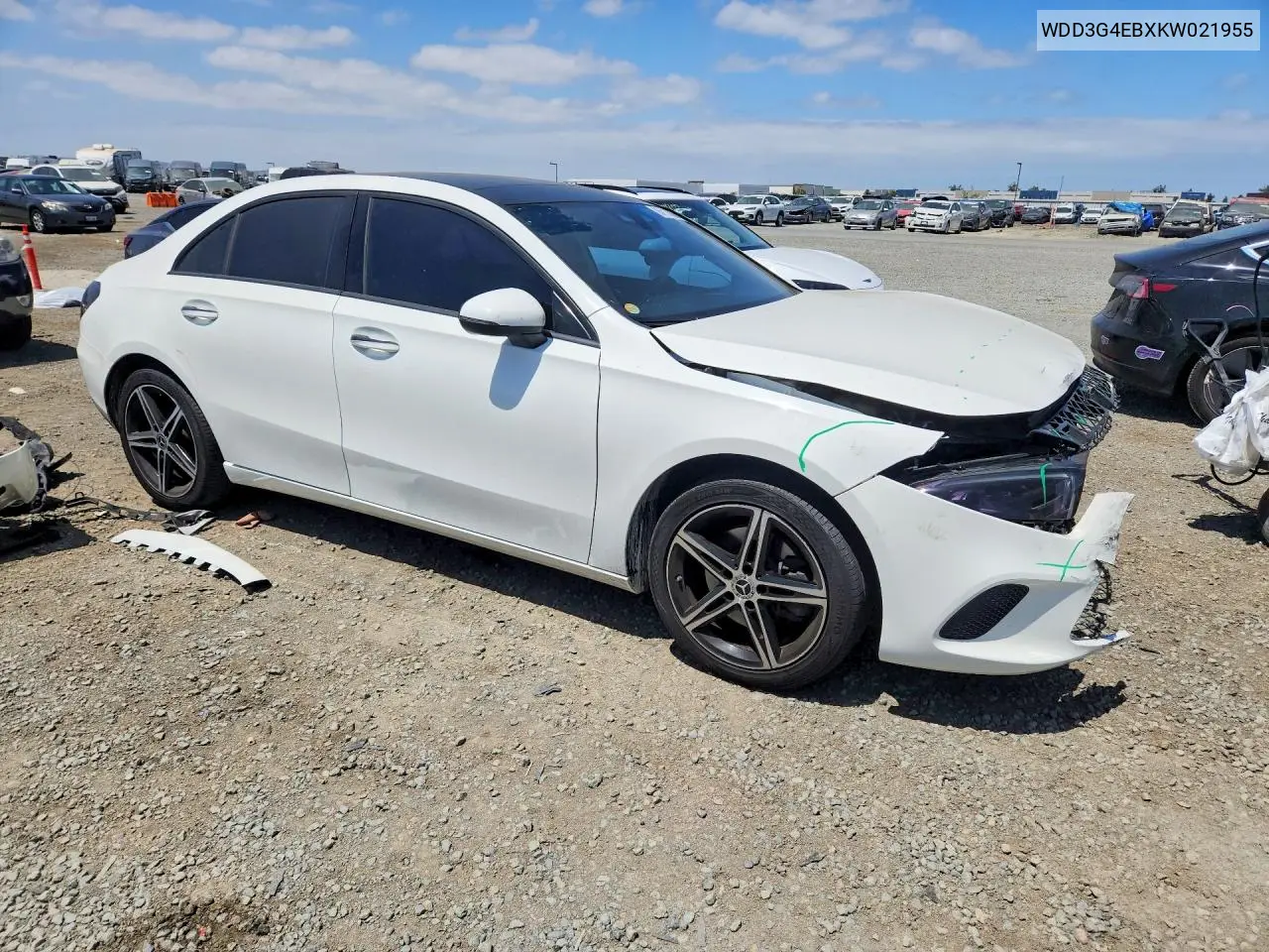 2019 Mercedes-Benz A 220 VIN: WDD3G4EBXKW021955 Lot: 85615625