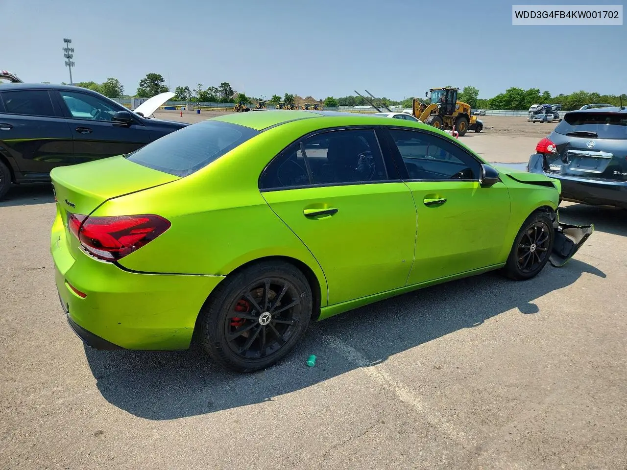 2019 Mercedes-Benz A 220 4Matic VIN: WDD3G4FB4KW001702 Lot: 85772755