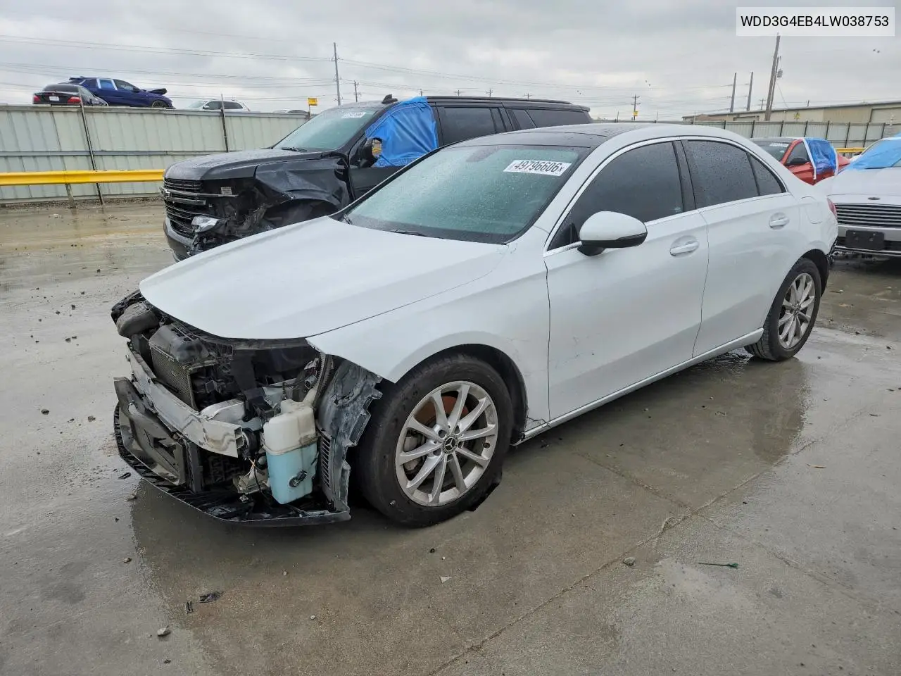 2020 Mercedes-Benz A 220 VIN: WDD3G4EB4LW038753 Lot: 49796606