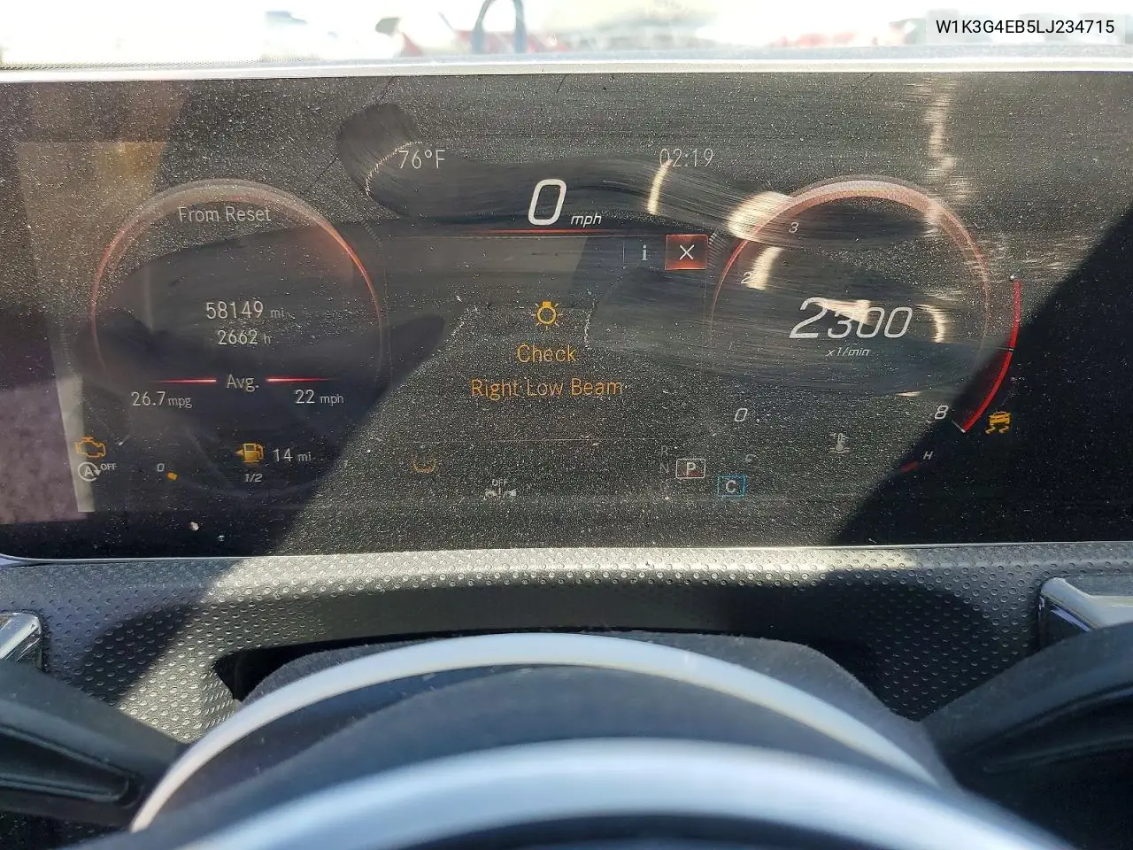 2020 Mercedes-Benz A 220 VIN: W1K3G4EB5LJ234715 Lot: 51531596