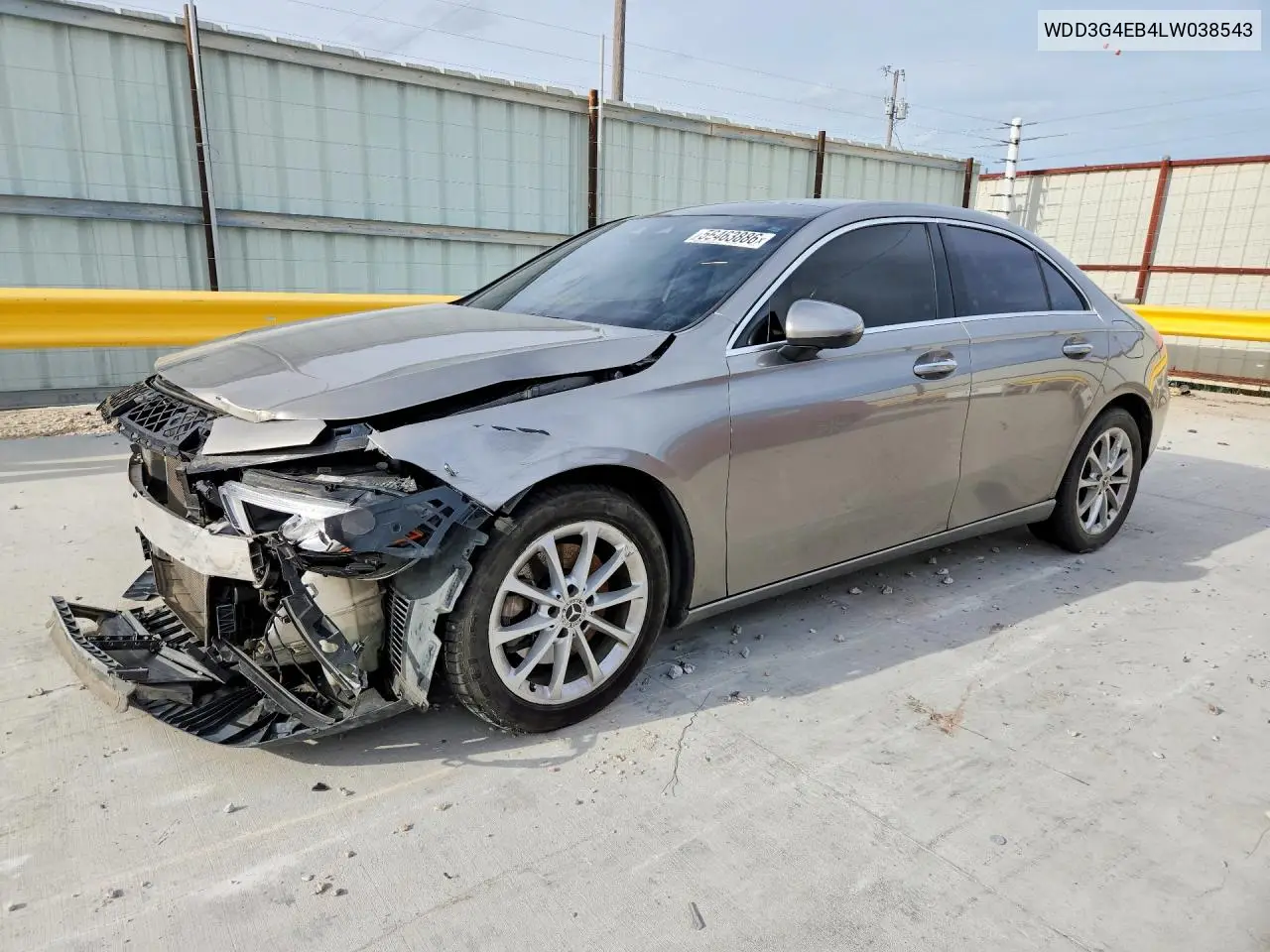 2020 Mercedes-Benz A 220 VIN: WDD3G4EB4LW038543 Lot: 56463886