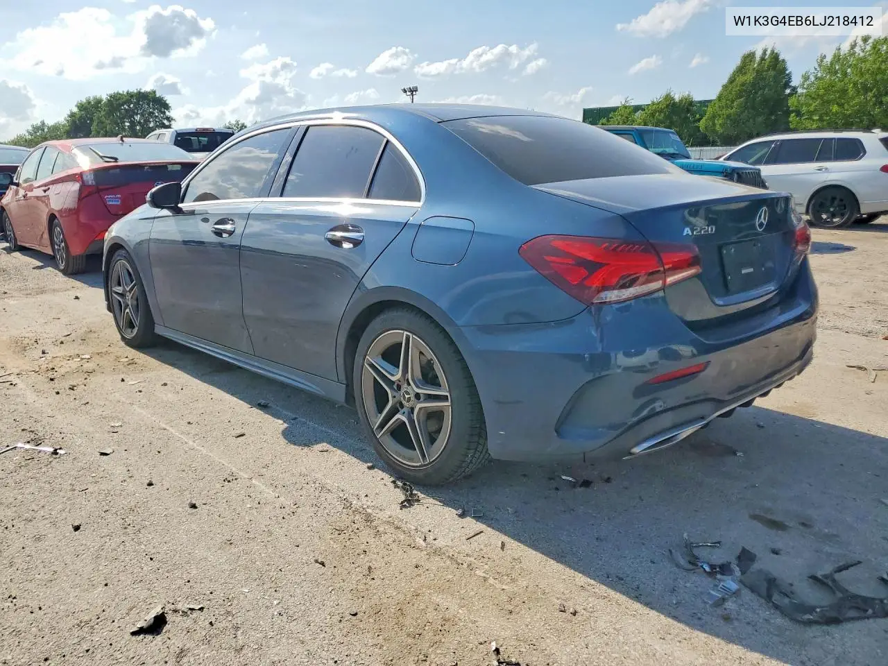 2020 Mercedes-Benz A 220 VIN: W1K3G4EB6LJ218412 Lot: 59098786