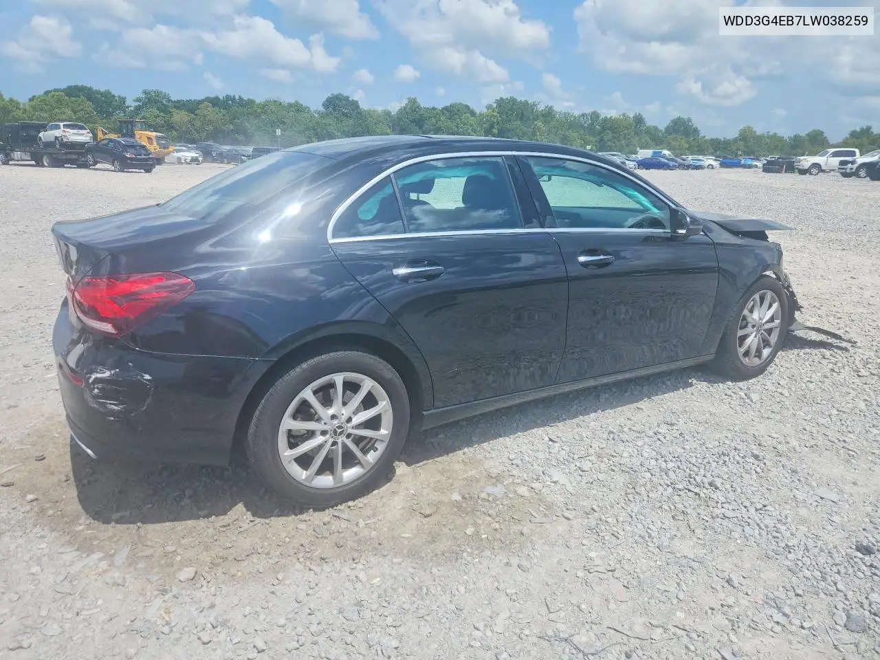 2020 Mercedes-Benz A 220 VIN: WDD3G4EB7LW038259 Lot: 61867336