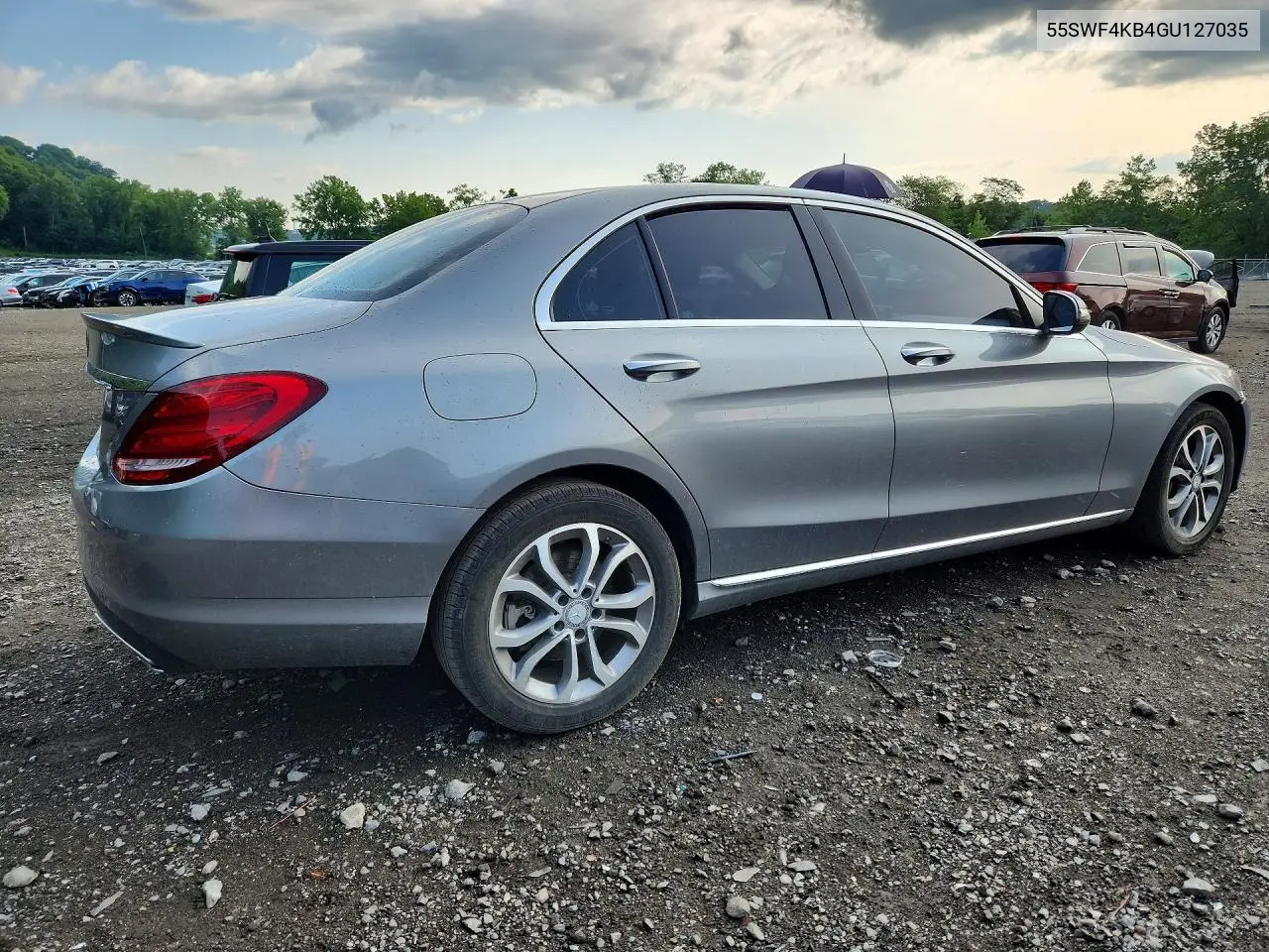 2016 Mercedes-Benz C 300 4Matic VIN: 55SWF4KB4GU127035 Lot: 60695356