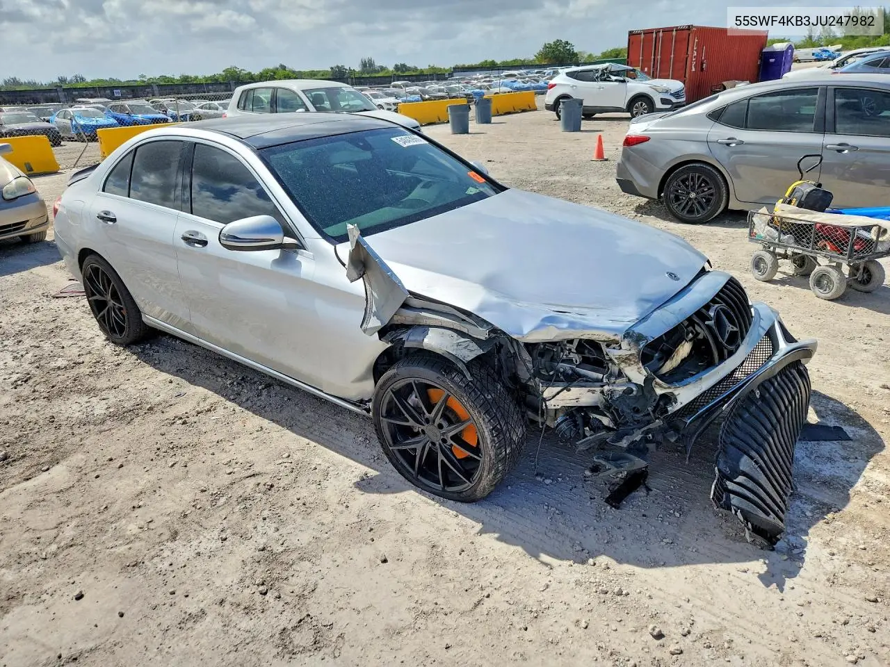 2018 Mercedes-Benz C 300 4Matic VIN: 55SWF4KB3JU247982 Lot: 54843966