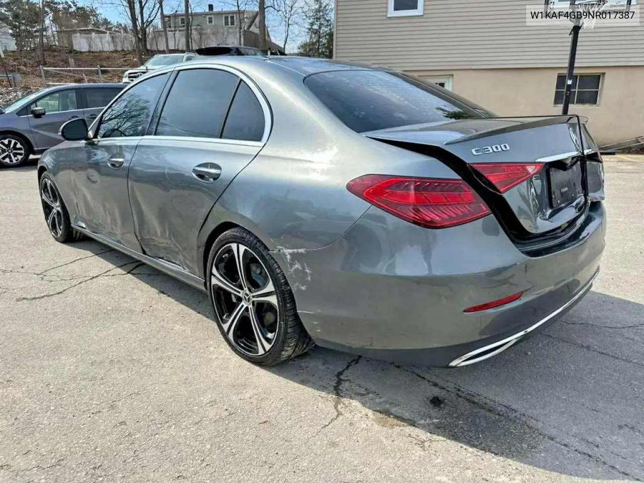 2022 Mercedes-Benz C 300 VIN: W1KAF4GB9NR017387 Lot: 46769596