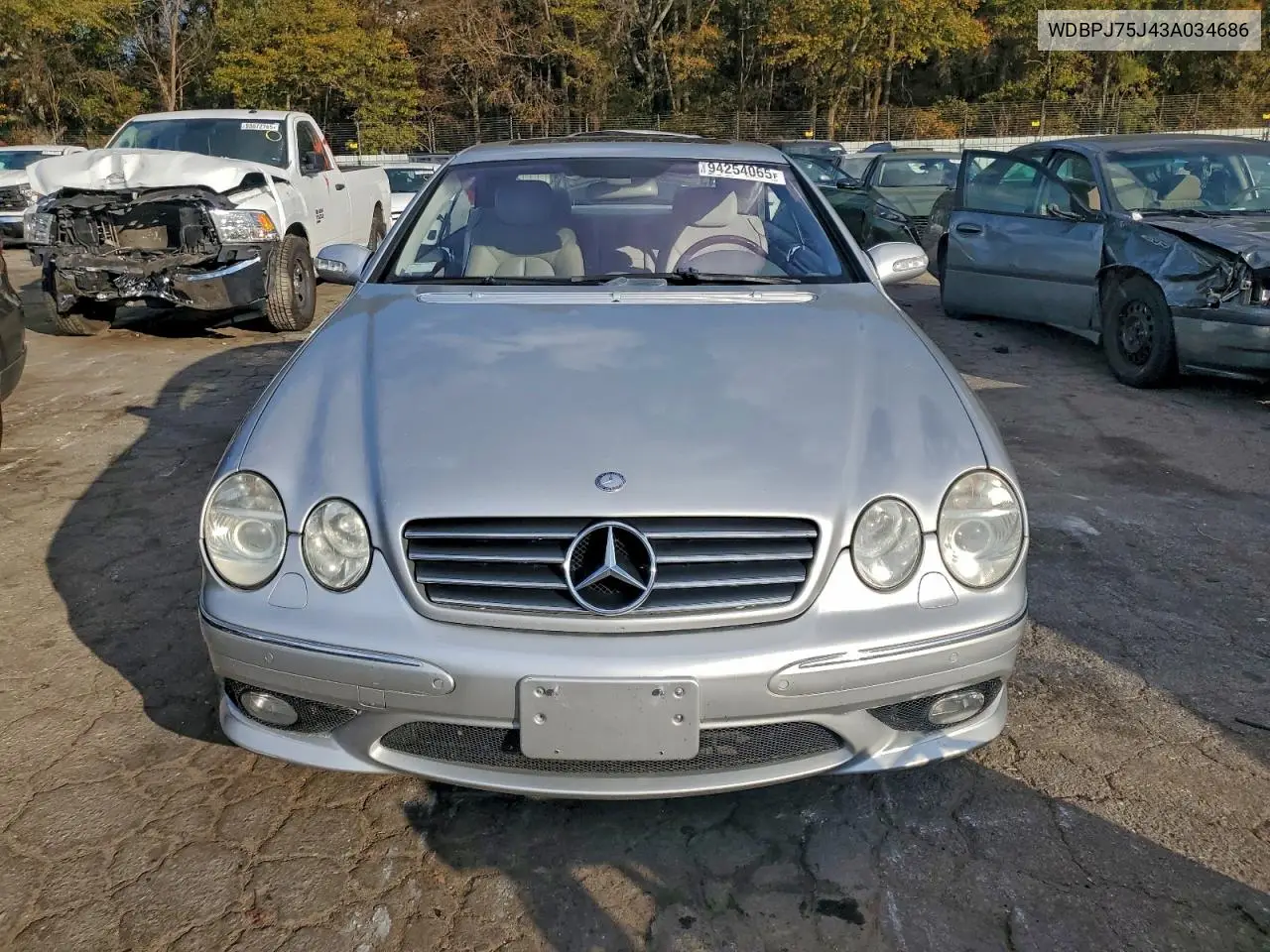 2003 Mercedes-Benz Cl 500 VIN: WDBPJ75J43A034686 Lot: 94254065