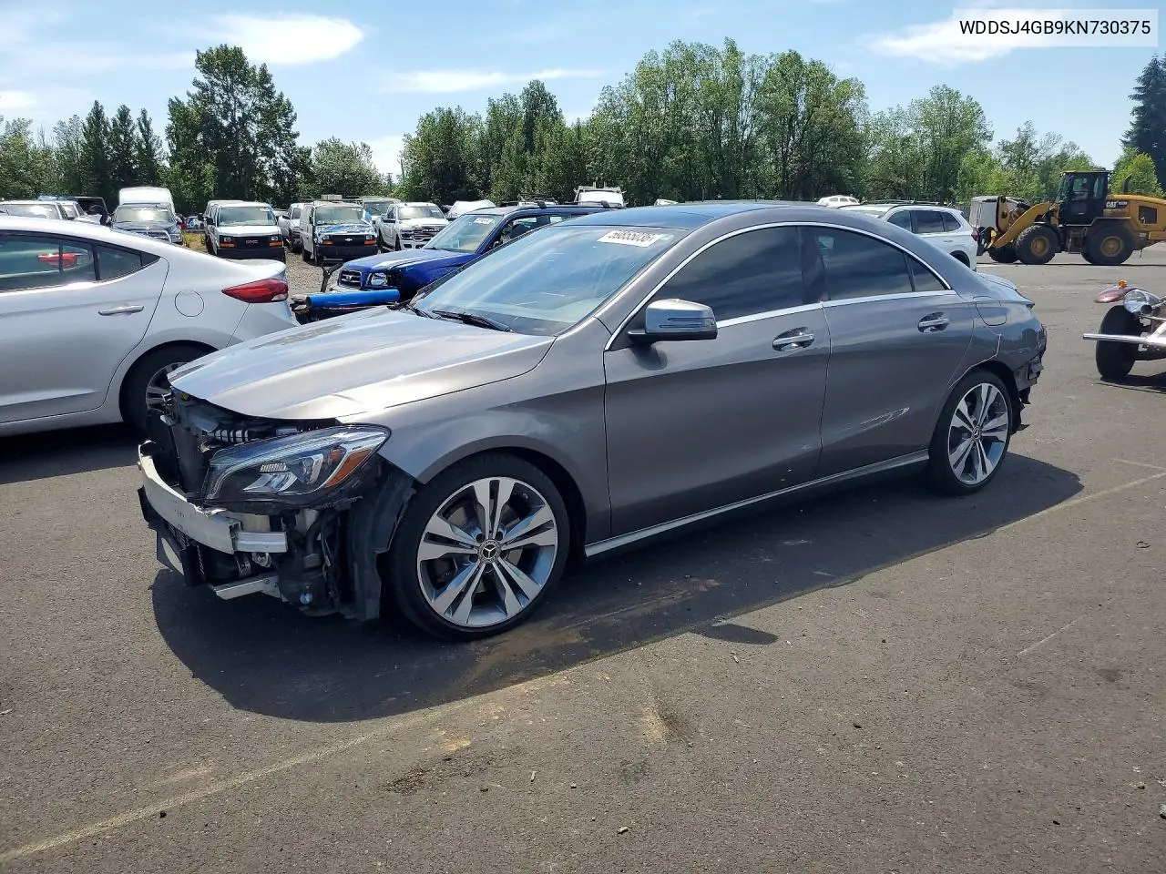 2019 Mercedes-Benz Cla 250 4Matic VIN: WDDSJ4GB9KN730375 Lot: 59855036