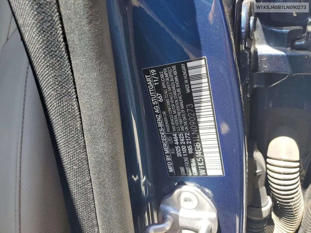 2020 Mercedes-Benz Cla 250 VIN: W1K5J4GB1LN090273 Lot: 85978675