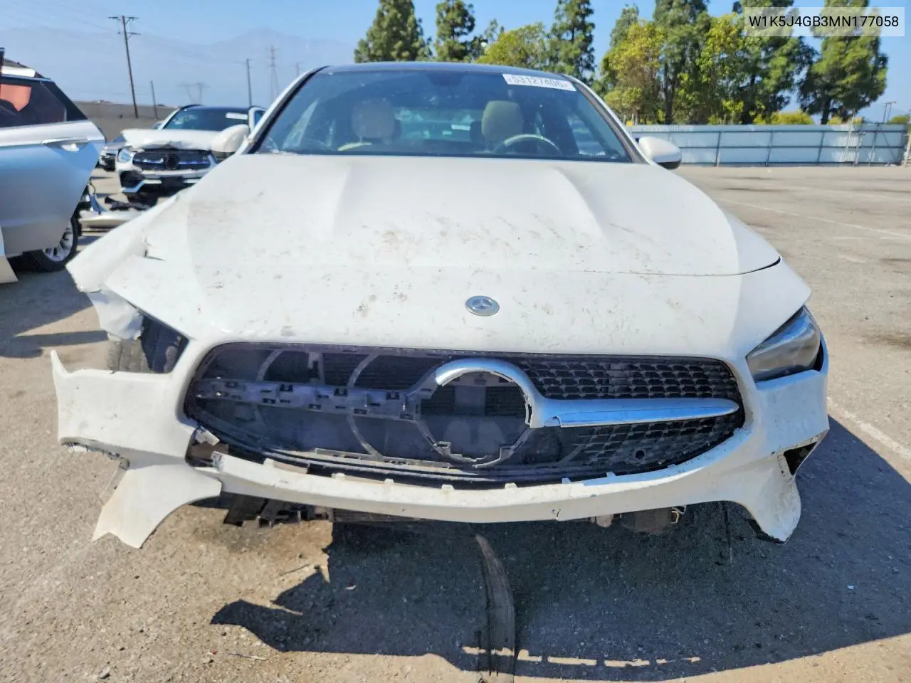 2021 Mercedes-Benz Cla 250 VIN: W1K5J4GB3MN177058 Lot: 53127406