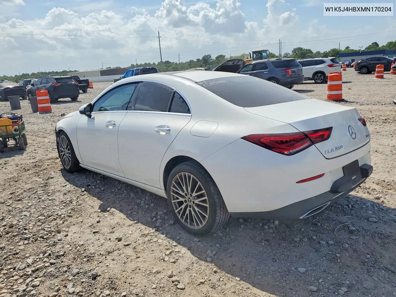 2021 Mercedes-Benz Cla 250 4Matic VIN: W1K5J4HBXMN170204 Lot: 56194216