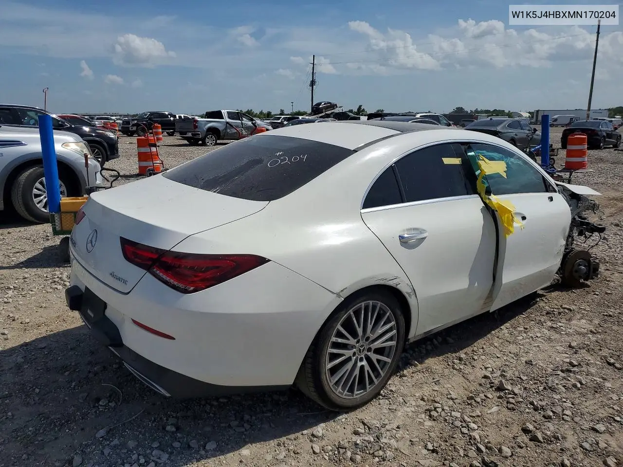 2021 Mercedes-Benz Cla 250 4Matic VIN: W1K5J4HBXMN170204 Lot: 56194216