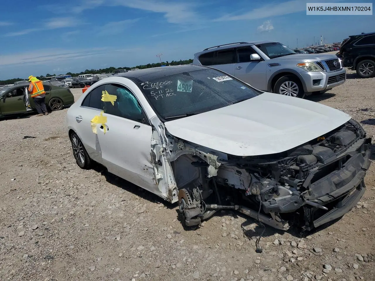 2021 Mercedes-Benz Cla 250 4Matic VIN: W1K5J4HBXMN170204 Lot: 56194216