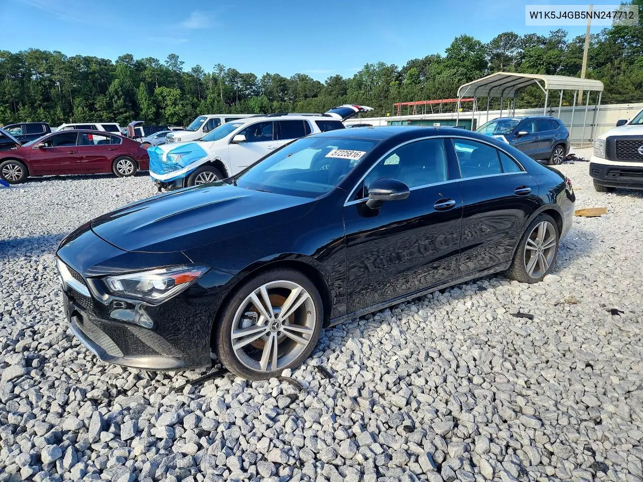 2022 Mercedes-Benz Cla 250 VIN: W1K5J4GB5NN247712 Lot: 57225816