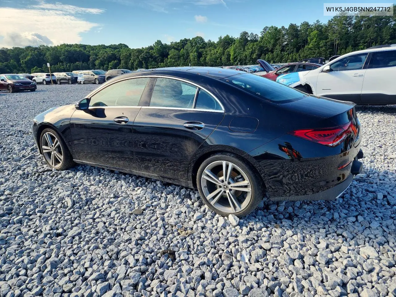 2022 Mercedes-Benz Cla 250 VIN: W1K5J4GB5NN247712 Lot: 57225816