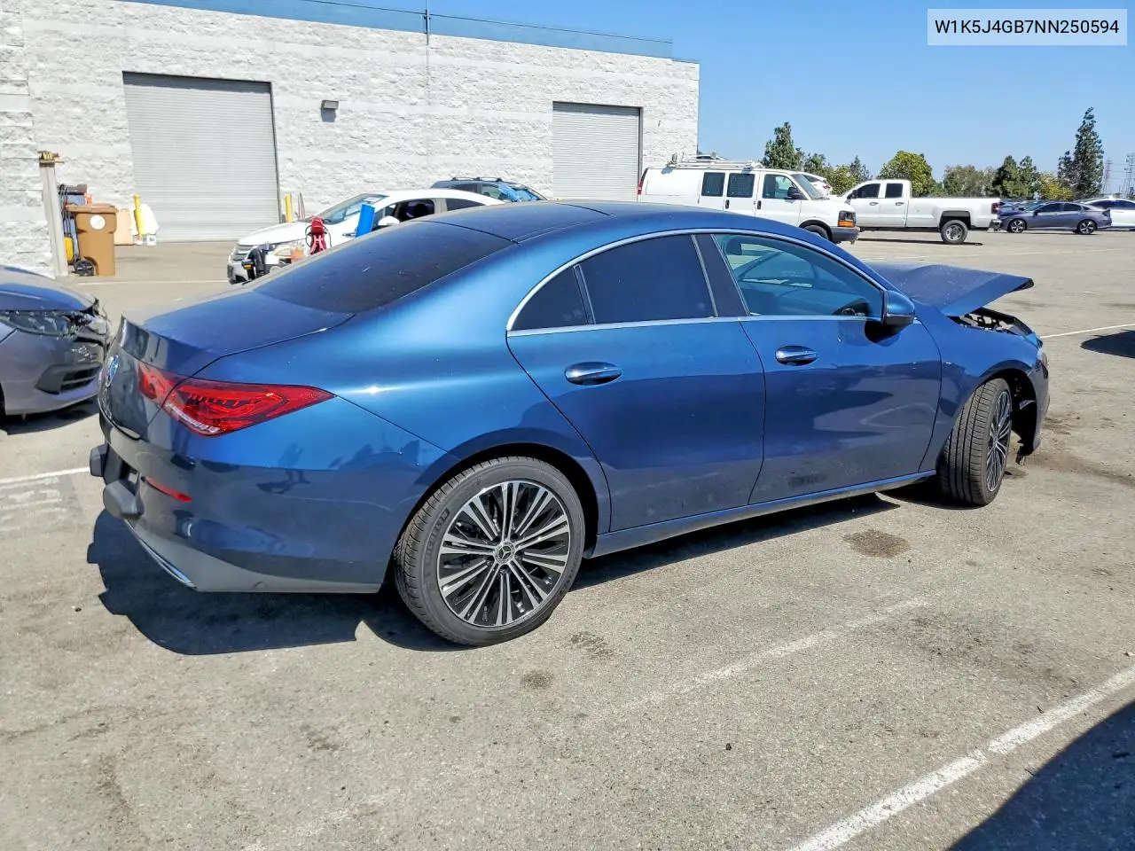 2022 Mercedes-Benz Cla 250 VIN: W1K5J4GB7NN250594 Lot: 57889216