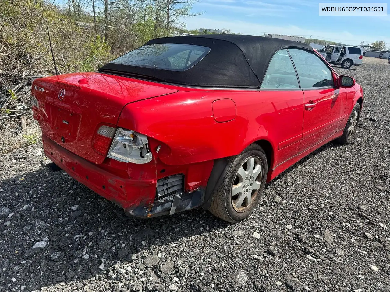 2000 Mercedes-Benz Clk 320 VIN: WDBLK65G2YT034501 Lot: 51655956