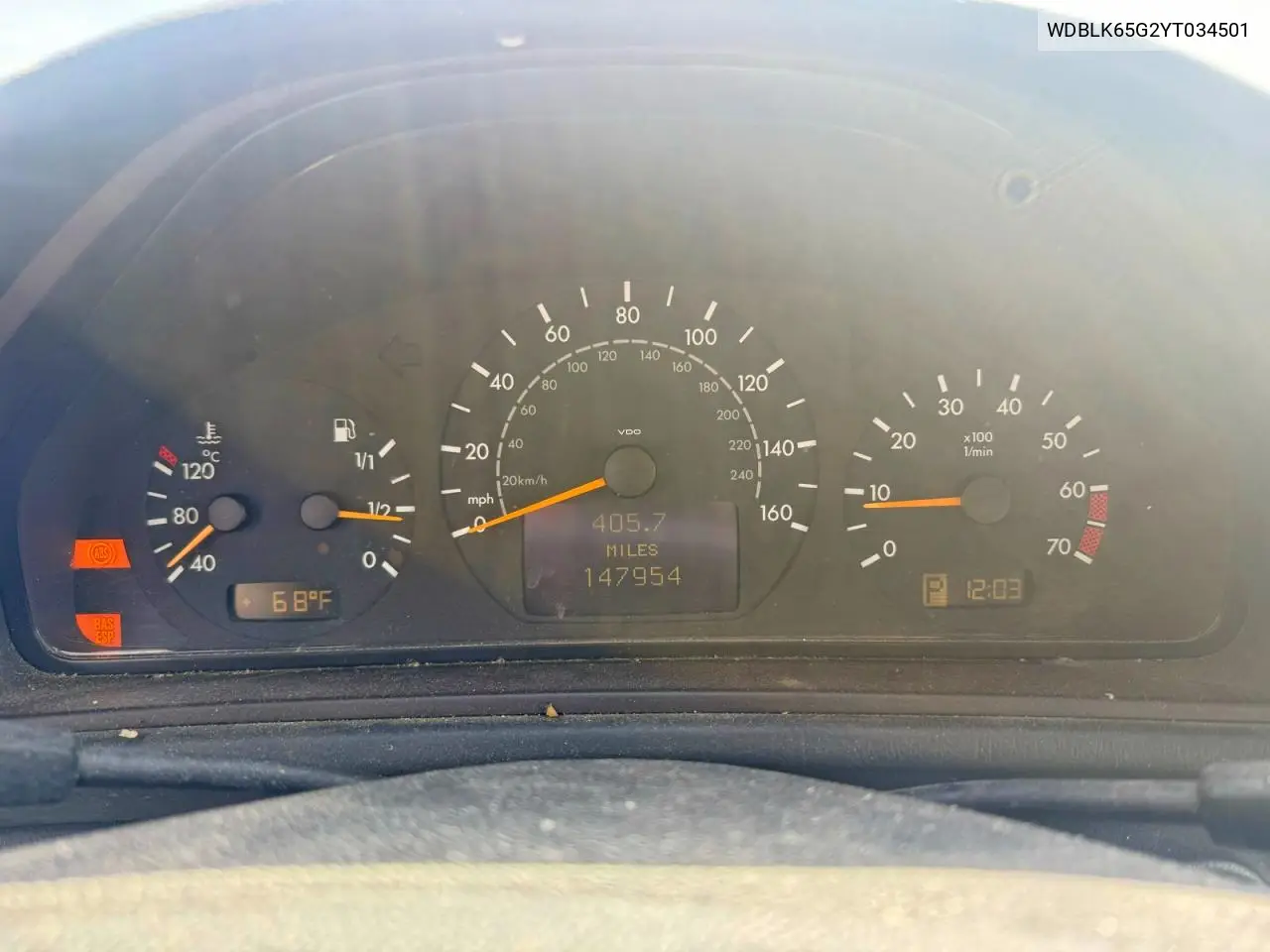 2000 Mercedes-Benz Clk 320 VIN: WDBLK65G2YT034501 Lot: 51655956