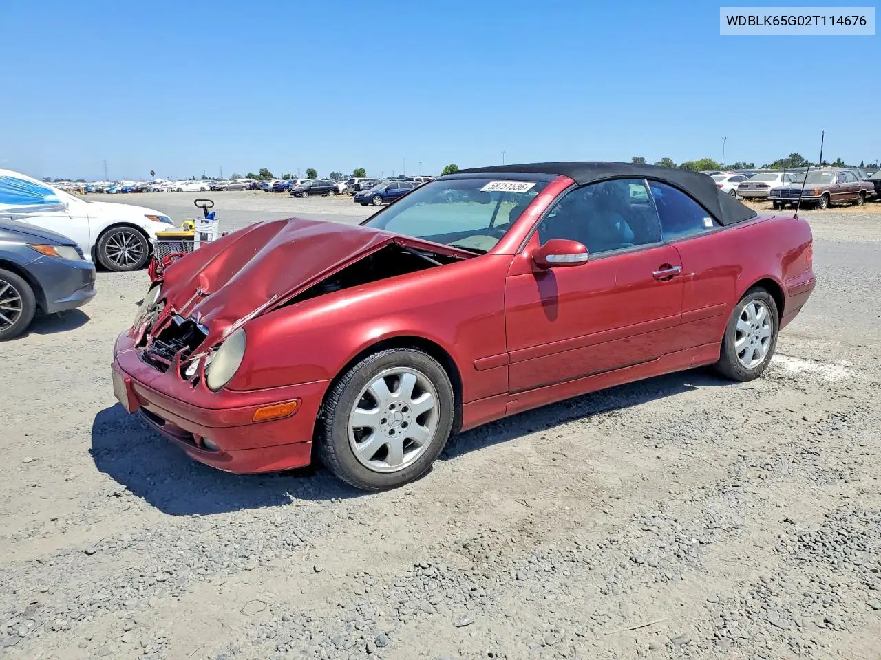 2002 Mercedes-Benz Clk 320 VIN: WDBLK65G02T114676 Lot: 58751536