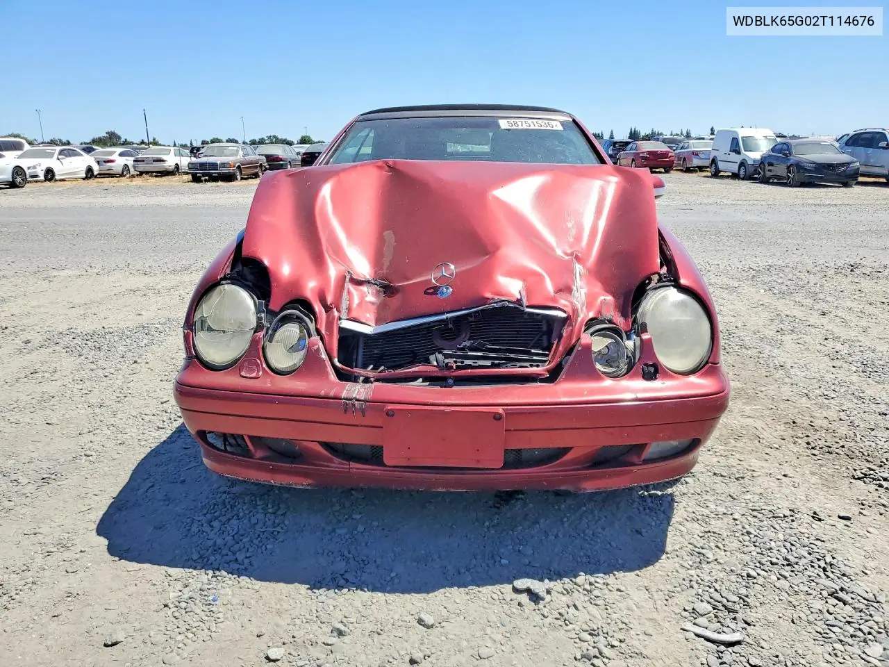 2002 Mercedes-Benz Clk 320 VIN: WDBLK65G02T114676 Lot: 58751536