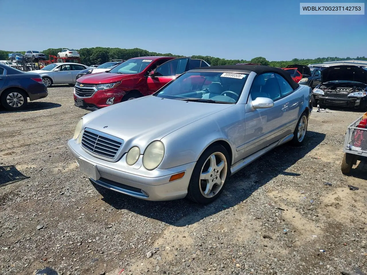 2003 Mercedes-Benz Clk 430 VIN: WDBLK70G23T142753 Lot: 59998506
