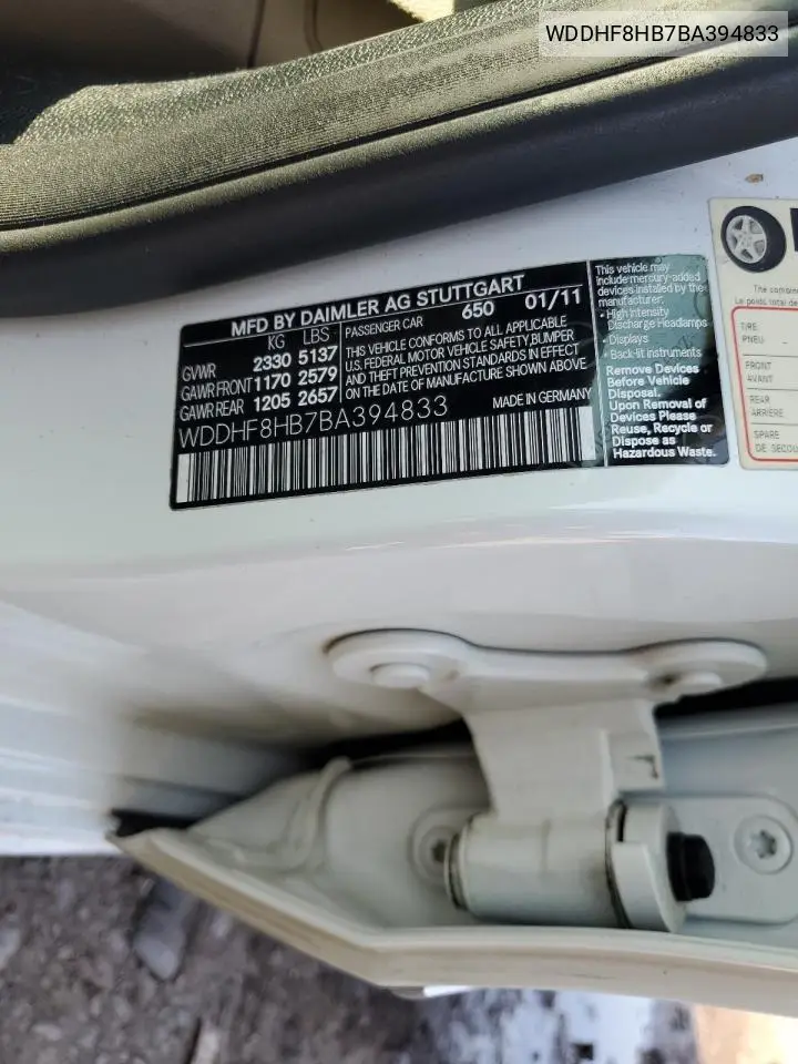 WDDHF8HB7BA394833 2011 Mercedes-Benz E 350 4Matic