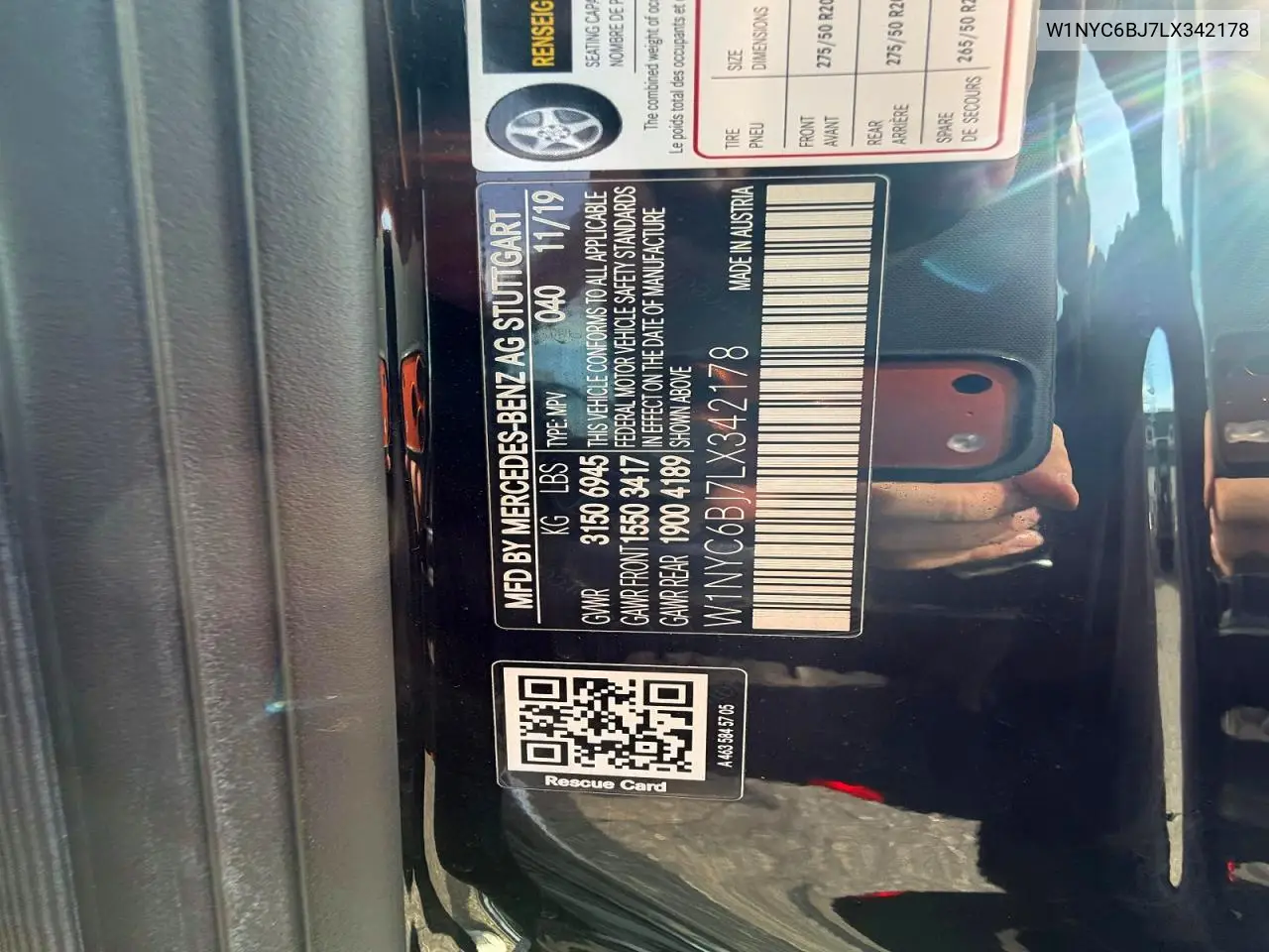2020 Mercedes-Benz G 550 VIN: W1NYC6BJ7LX342178 Lot: 48470346
