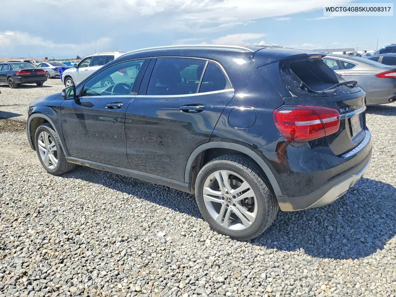 2019 Mercedes-Benz Gla 250 4Matic VIN: WDCTG4GB5KU008317 Lot: 59881916