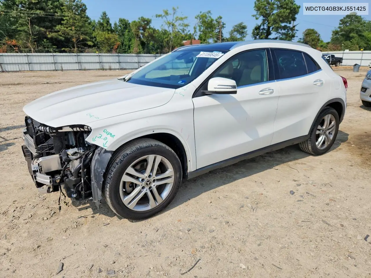 2019 Mercedes-Benz Gla 250 4Matic VIN: WDCTG4GB3KJ551425 Lot: 61159646