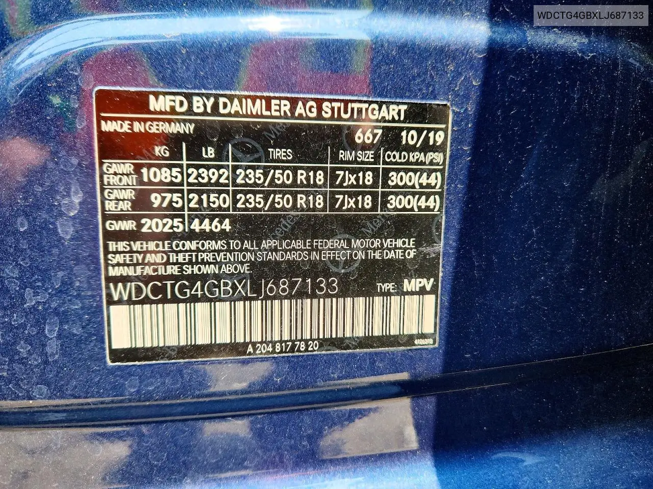 2020 Mercedes-Benz Gla 250 4Matic VIN: WDCTG4GBXLJ687133 Lot: 60688926