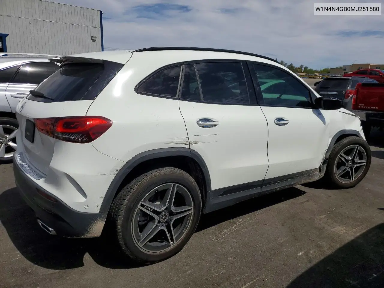 2021 Mercedes-Benz Gla 250 VIN: W1N4N4GB0MJ251580 Lot: 56644556