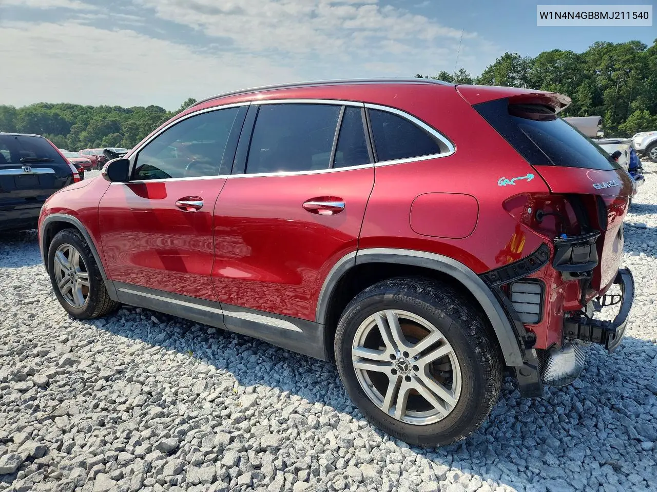 2021 Mercedes-Benz Gla 250 VIN: W1N4N4GB8MJ211540 Lot: 58217986