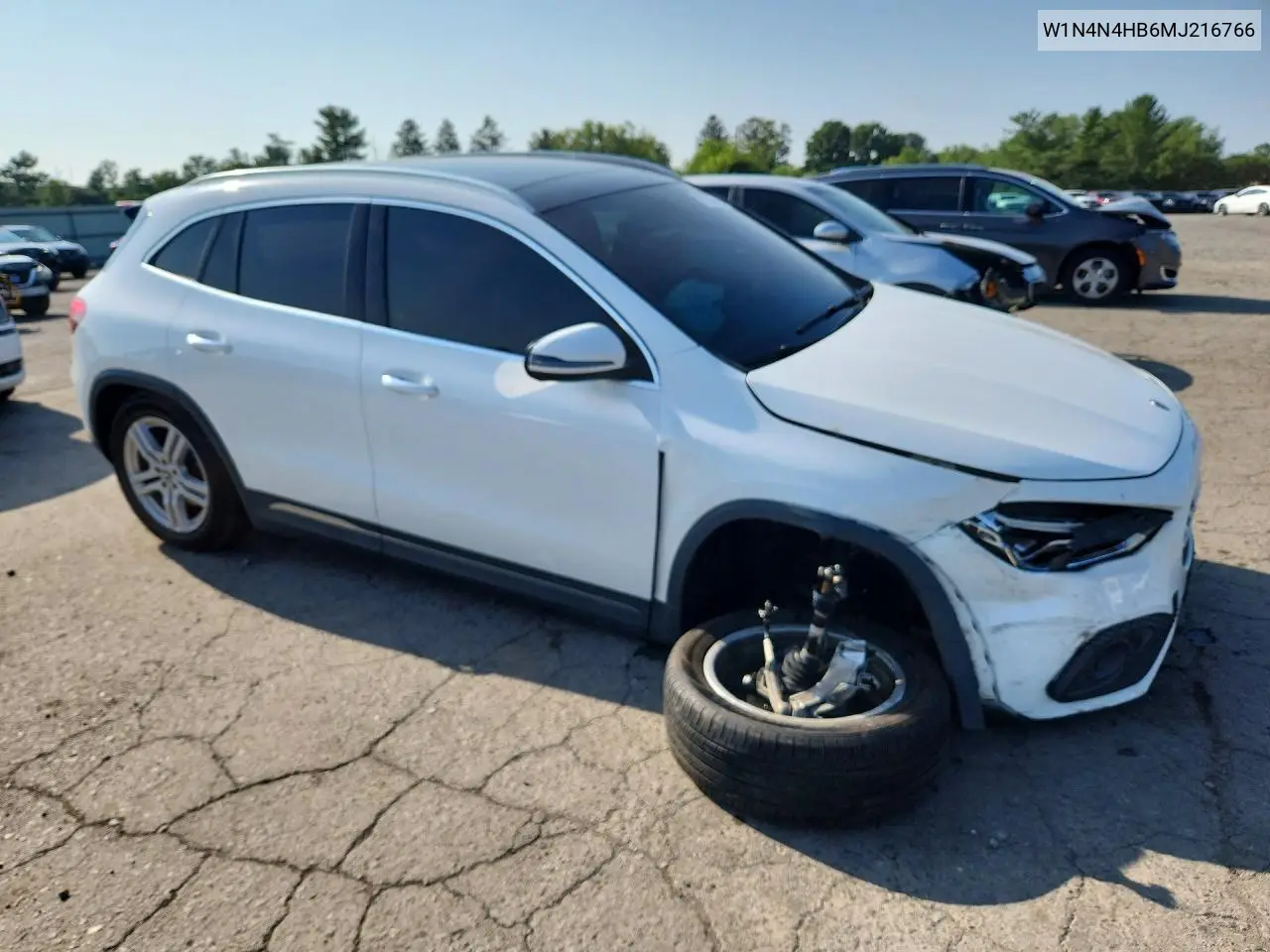 2021 Mercedes-Benz Gla 250 4Matic VIN: W1N4N4HB6MJ216766 Lot: 59280006